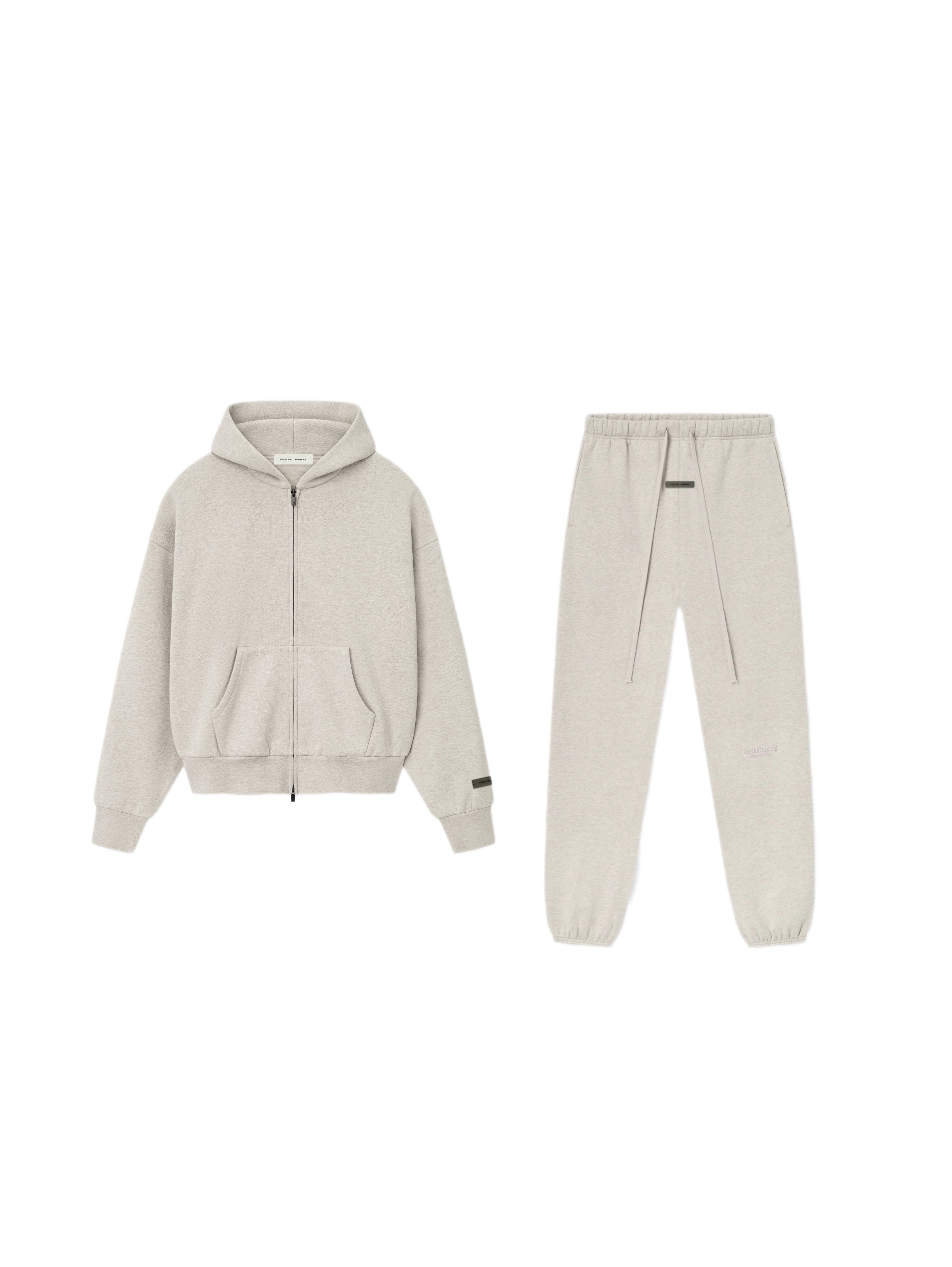 SET - Essentials Zip-Up Hoodie and Sweatpants (Heather Stone)