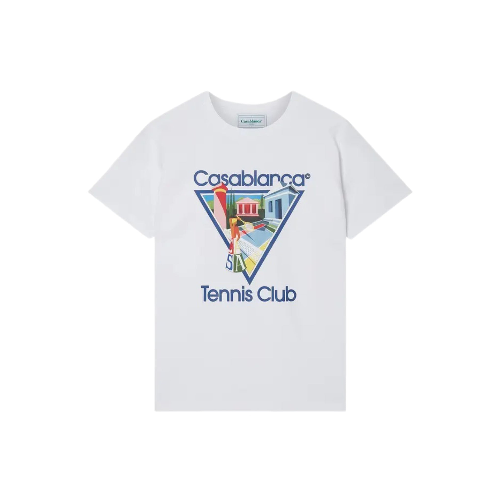 Casablanca Tennis Club T-Shirt (White with Dark Blue)