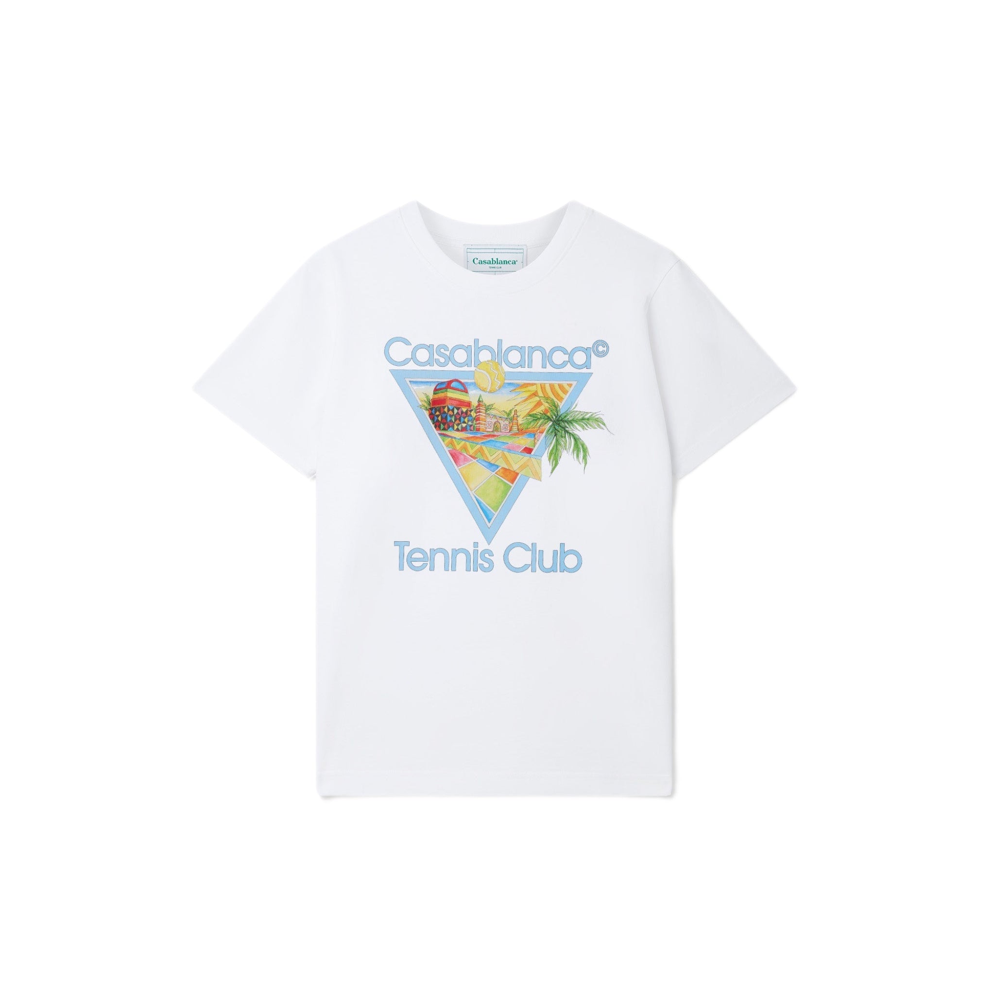 Casablanca Tennis Club T-Shirt (White with Light Blue)