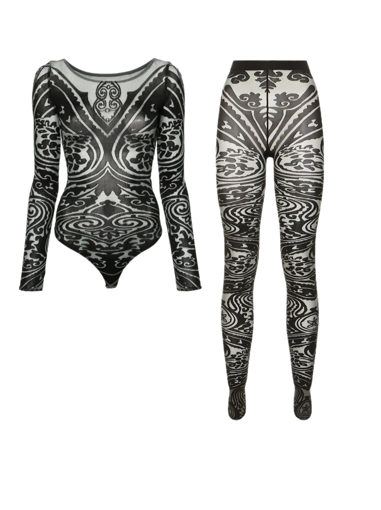 SET - Wolford x Etro Long Sleeve Bodysuit and Leggings (Black)