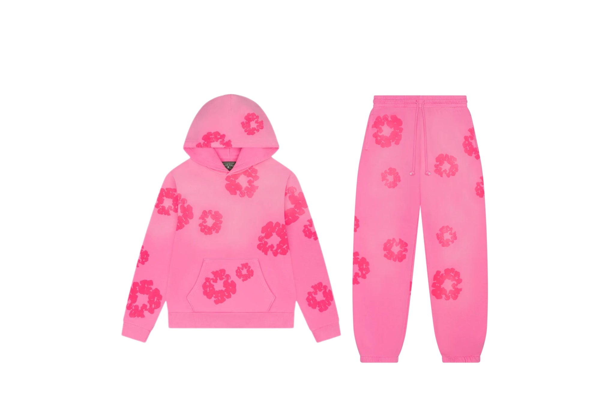 SET - Denim Tears Cotton Wreath Hoodie and Sweatpants (Monotone Pink)