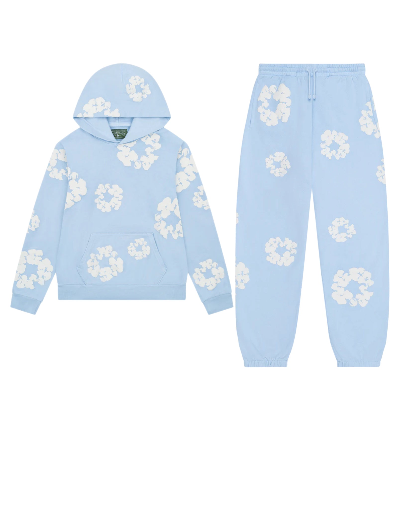 SET - Denim Tears Cotton Wreath Hoodie and Sweatpants (Light Blue)