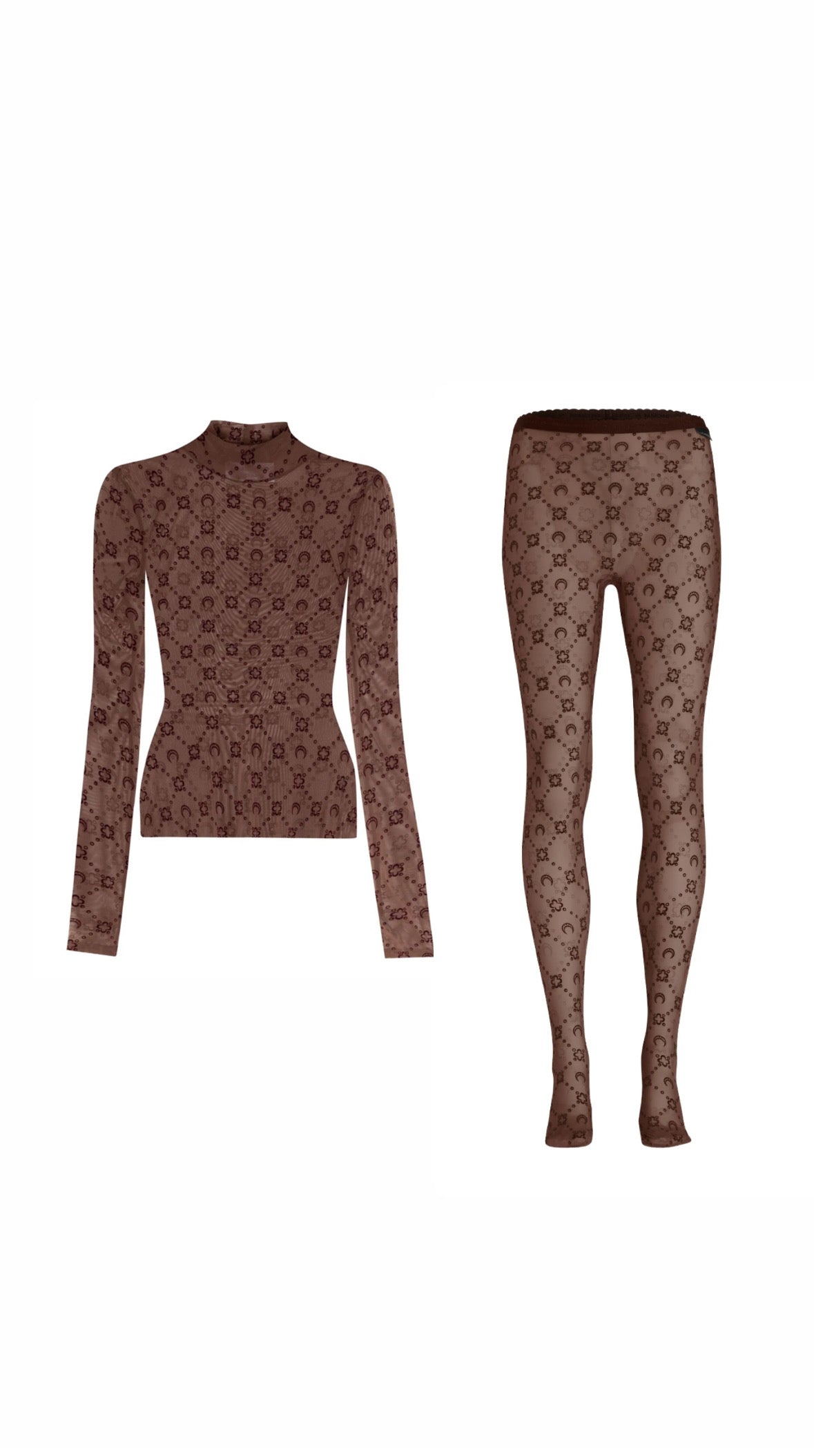 Marine Serre Long Sleeve Top and Leggings (Brown)