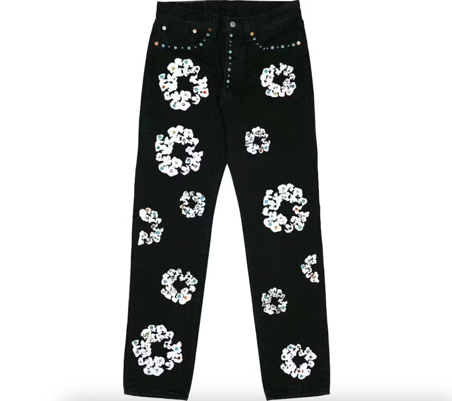 Denim Tears Cotton Wreath Rhinestone Jeans (Black)