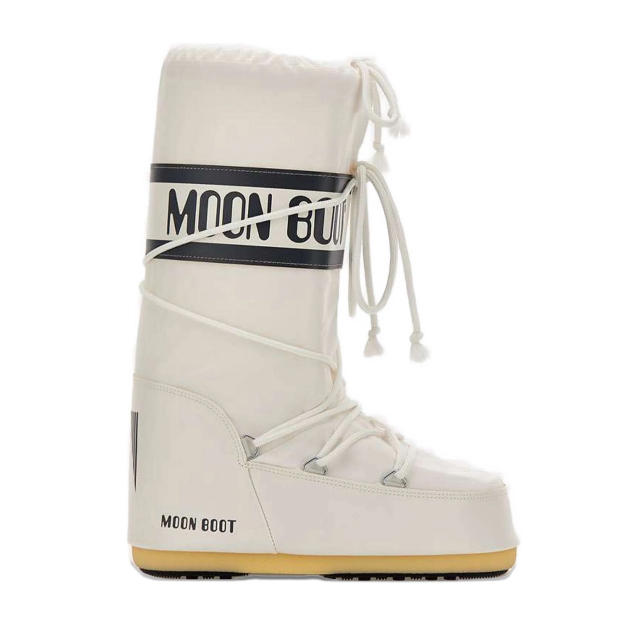 Moon Boot Icon White Nylon Boots (White/Black)