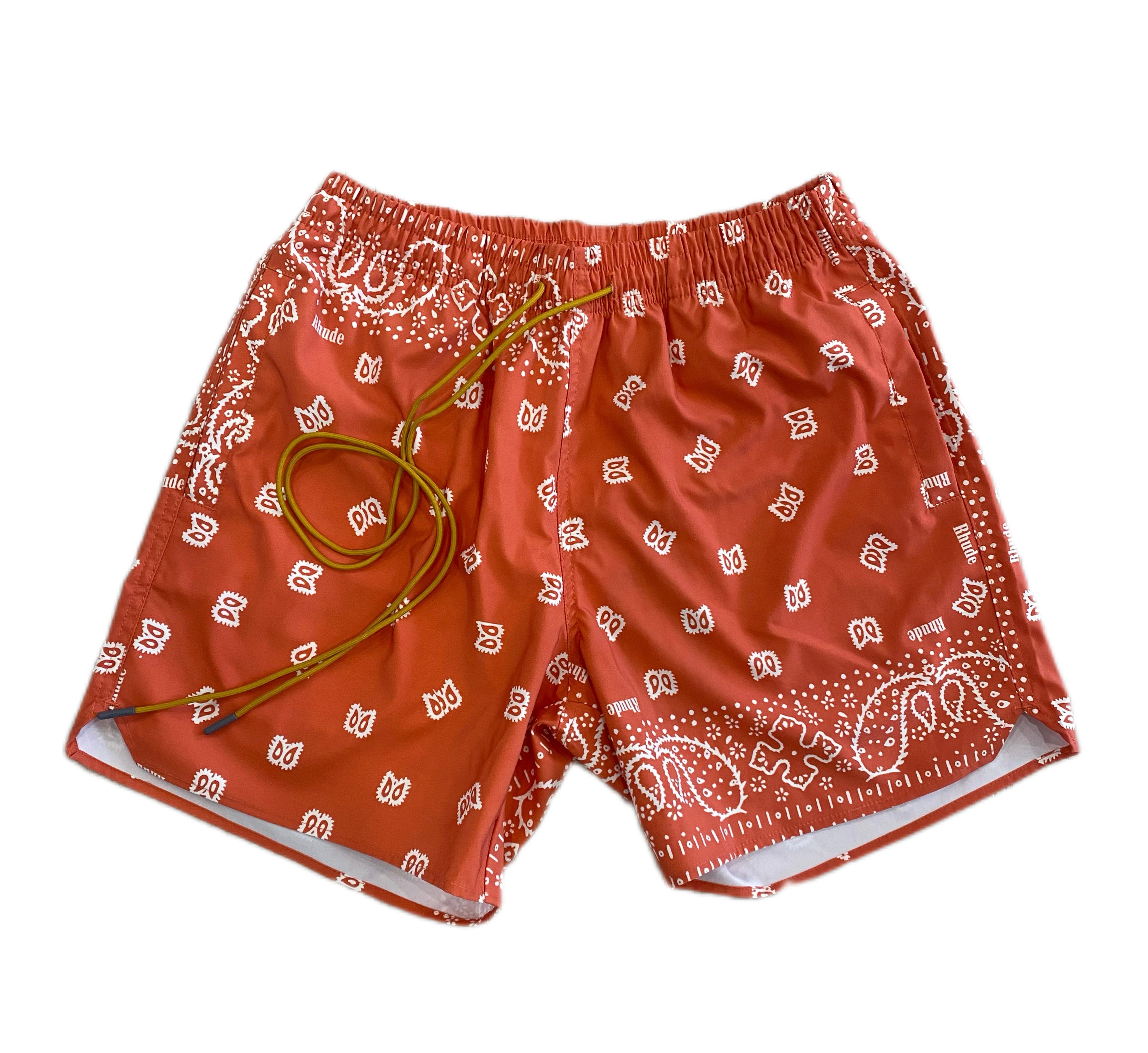 Rhude Swim Shorts (Orange Bandana)