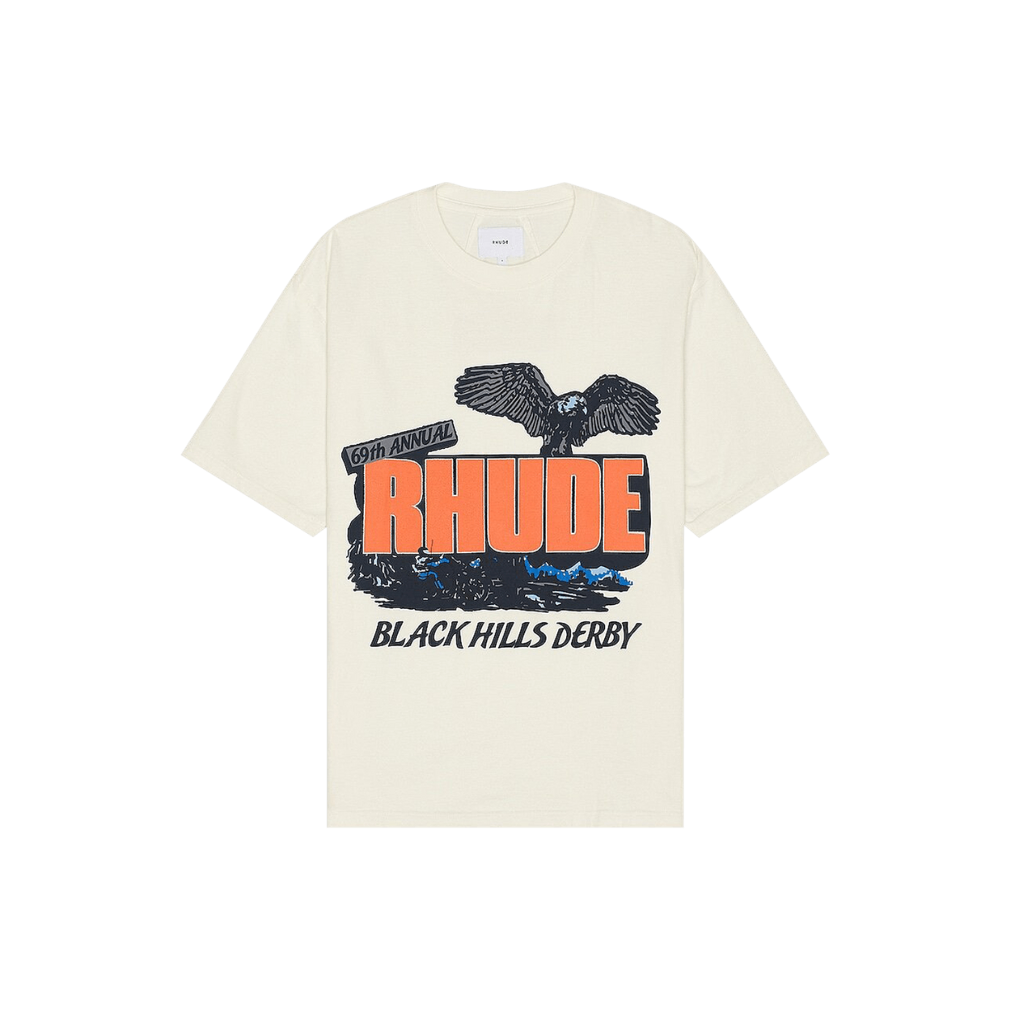 RHUDE "BLACK HILLS DERBY" TSHIRT - WHITE