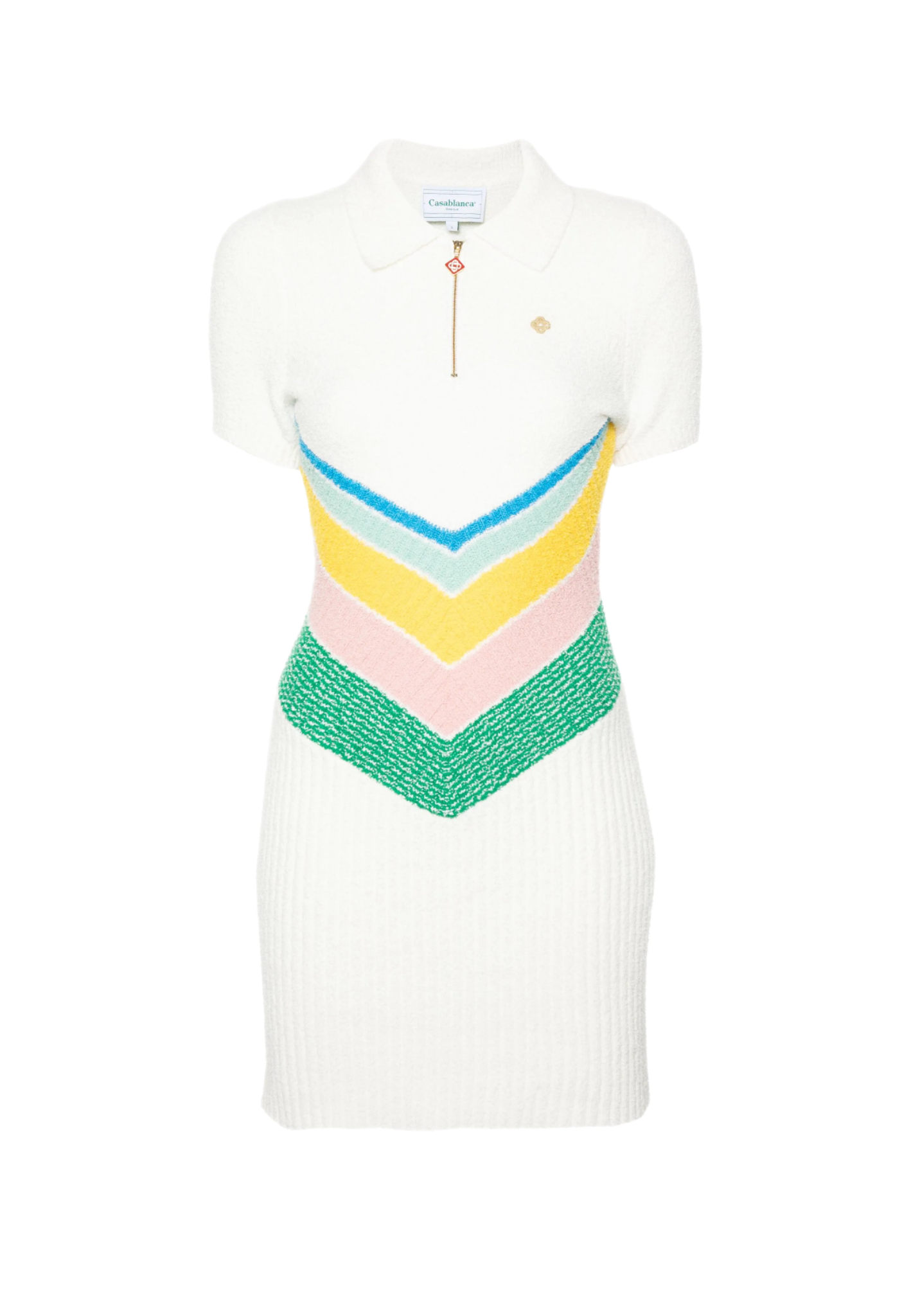 Casablanca Knit Dress (White/Green/Pink)