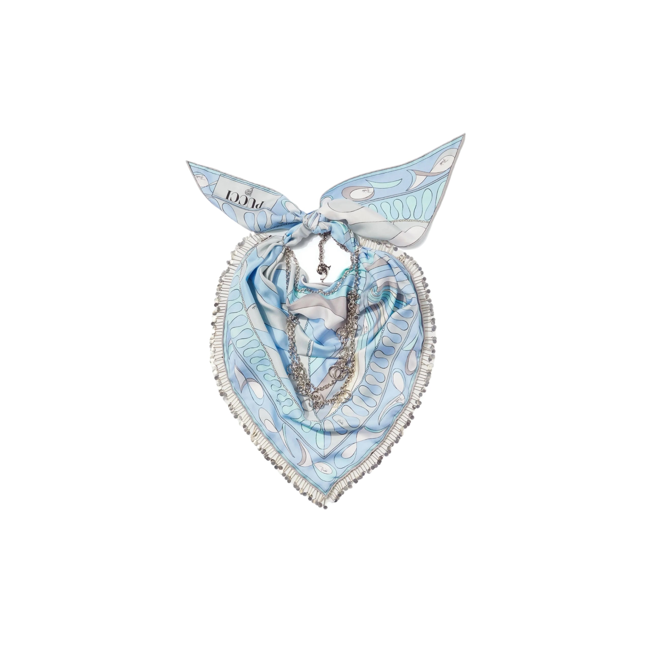 Pucci Scarf Necklace (Blue)