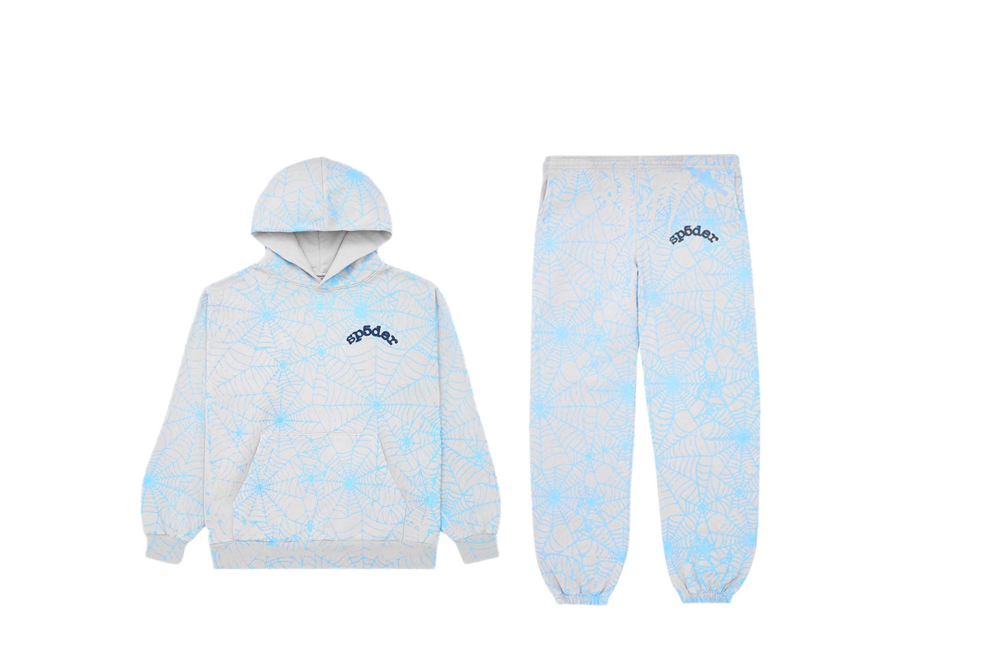SET - Sp5der Hoodie and Sweatpants (Blue)