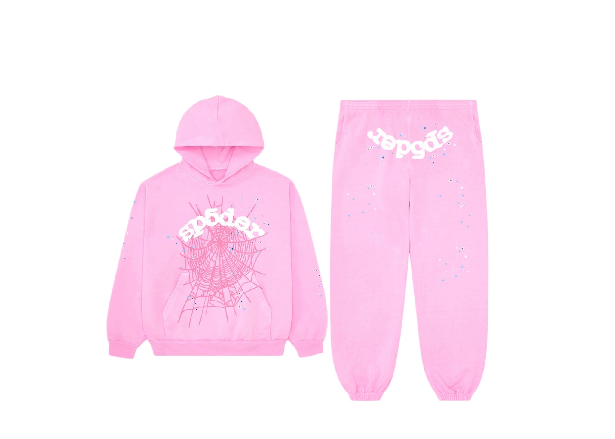SET - Sp5der Hoodie and Sweatpants (Pink)